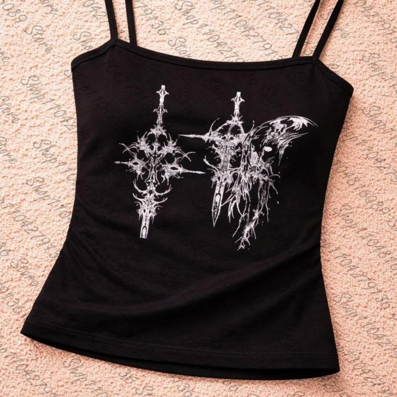Y2K Graphic Baby Tee Crop - توب كورسيه نسائي قوطي بطباعة رسومات