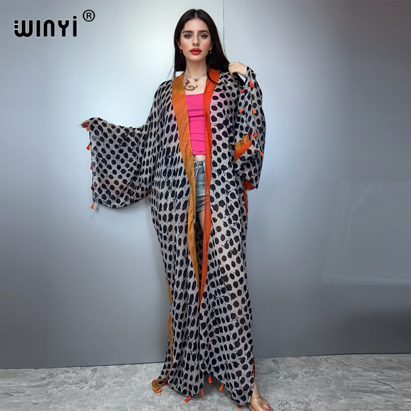 Boho Summer Beach Maxi Dress - ملابس صيفية من WINYI، كيمونو بطبعة