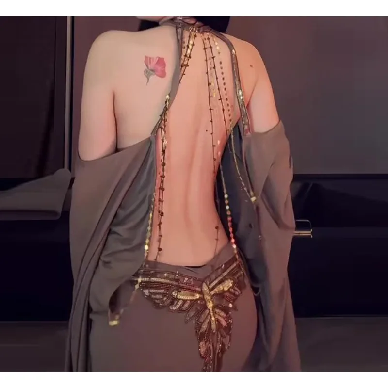Y2K Backless Halter Mini Dress - فستان نسائي أوروبي أمريكي مثير بظهر