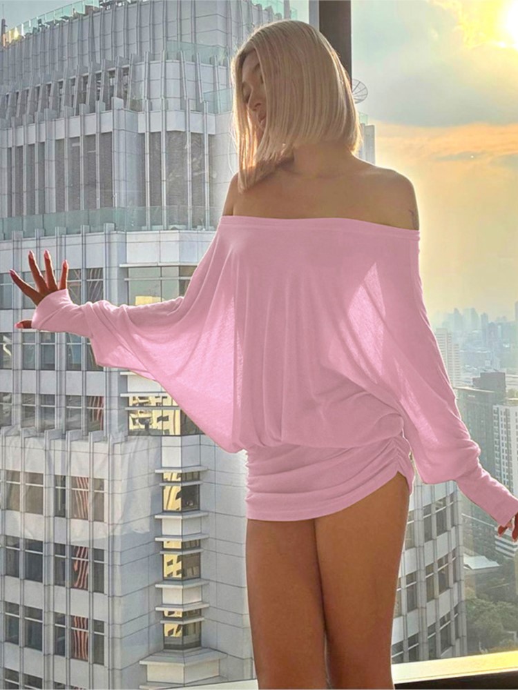 Sexy Mesh Sheer Bodycon Dress - موضة جديدة قبالة الكتف شير فستان