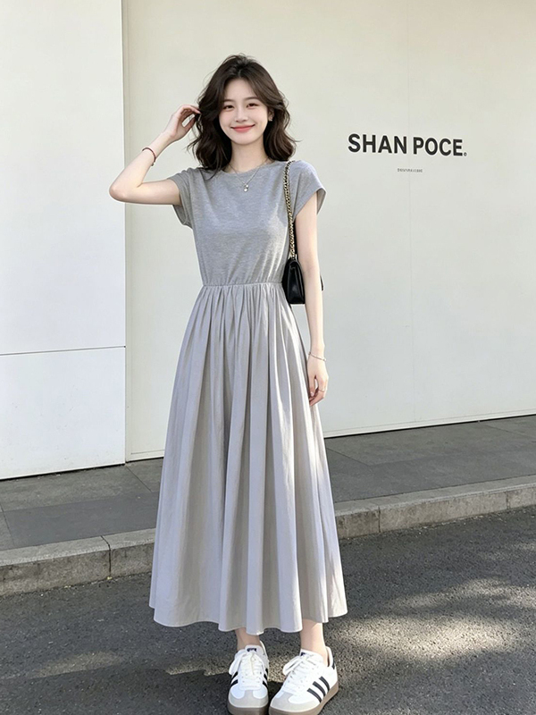 Korean Style A Line Shirt Dress - فستان نسائي كوري الطراز بمقاسات كبيرة،