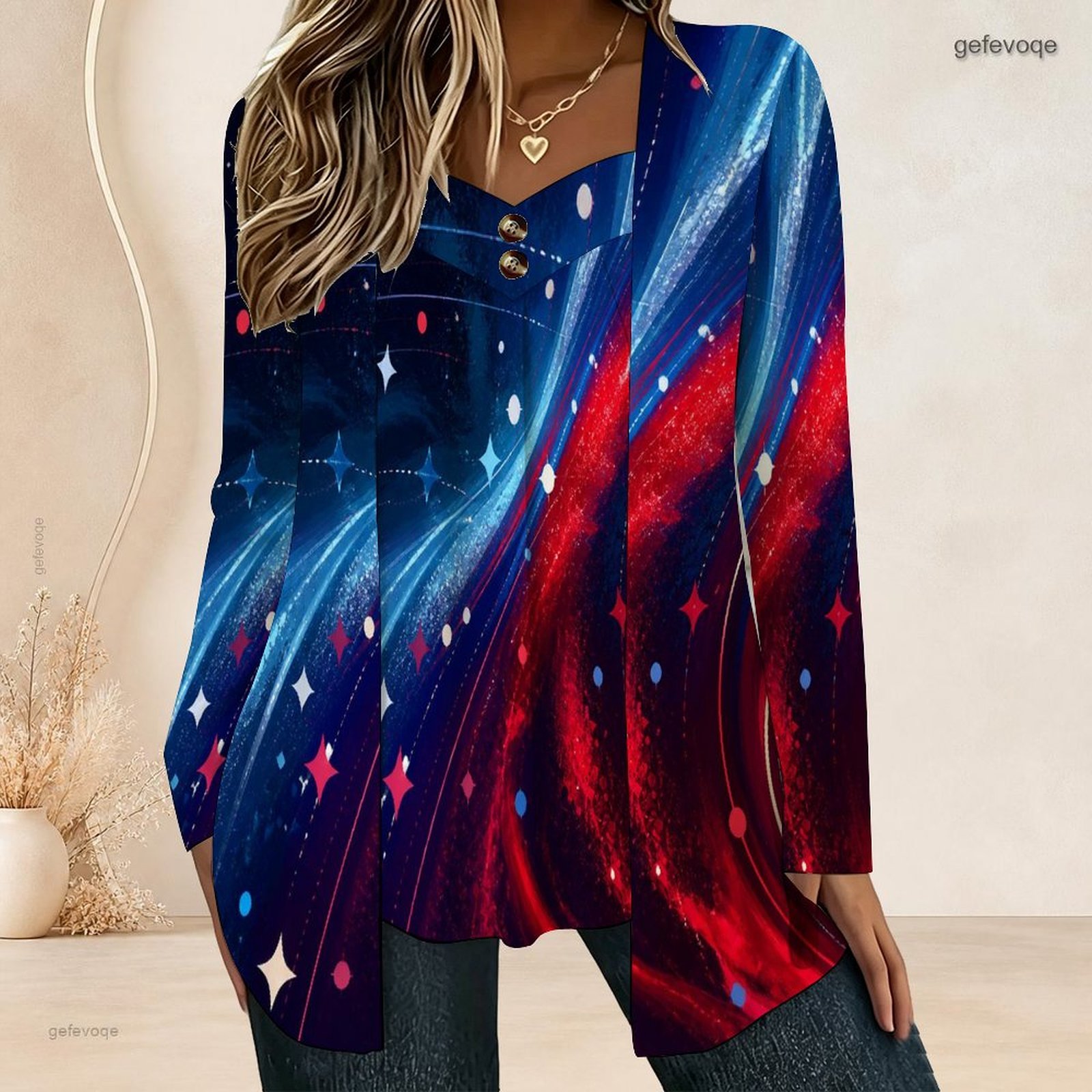 Blouses - بلوزة نسائية بأكمام طويلة بتصميم قطعتين