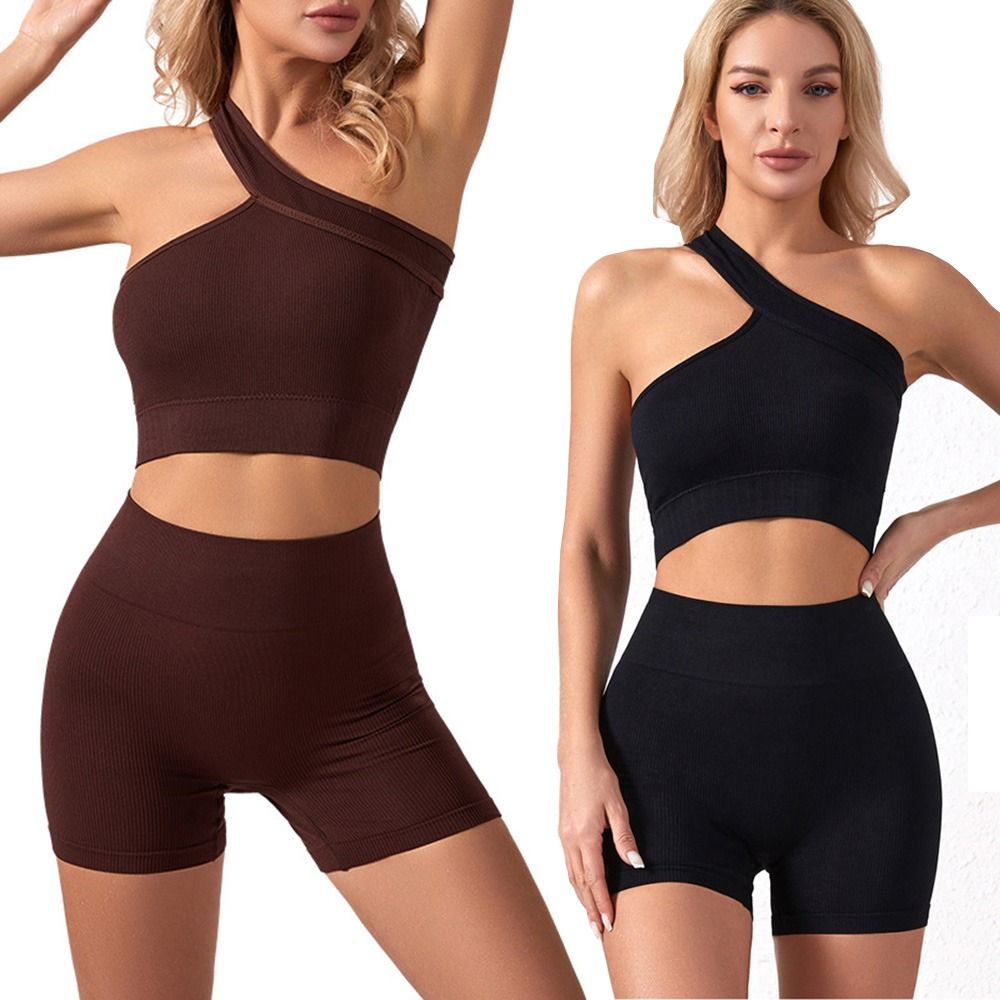 Seamless Ribbed Workout Tank Top - قطعتان من ملابس التمارين الرياضية النسائية