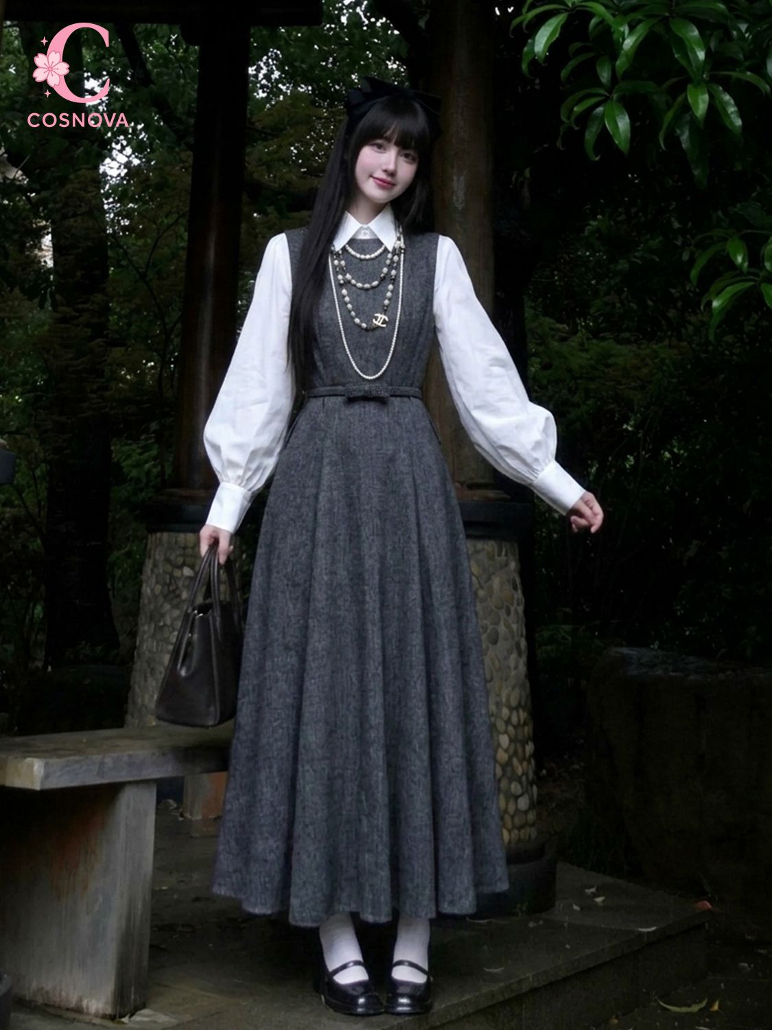 Korean Style A Line Shirt Dress - طقم فستان من قطعتين على الطراز
