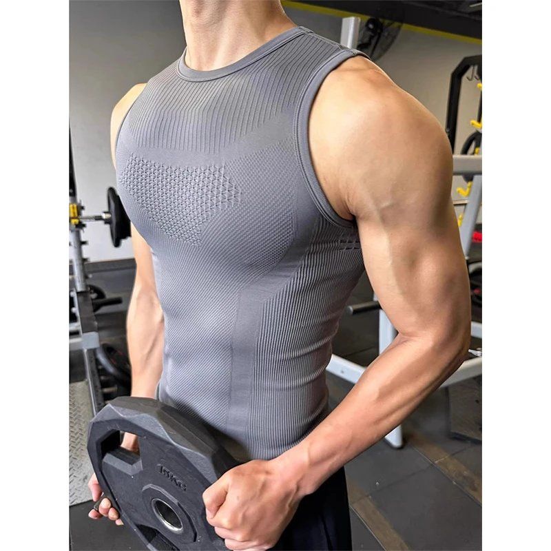 Seamless Ribbed Workout Tank Top - قميص رياضي رجالي بدون خياطة مضلع
