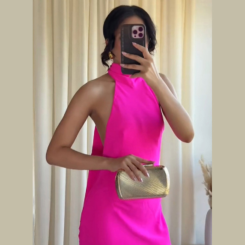 Elegant Satin Evening Gown Split - فستان ماكسي نسائي من الساتان بدون