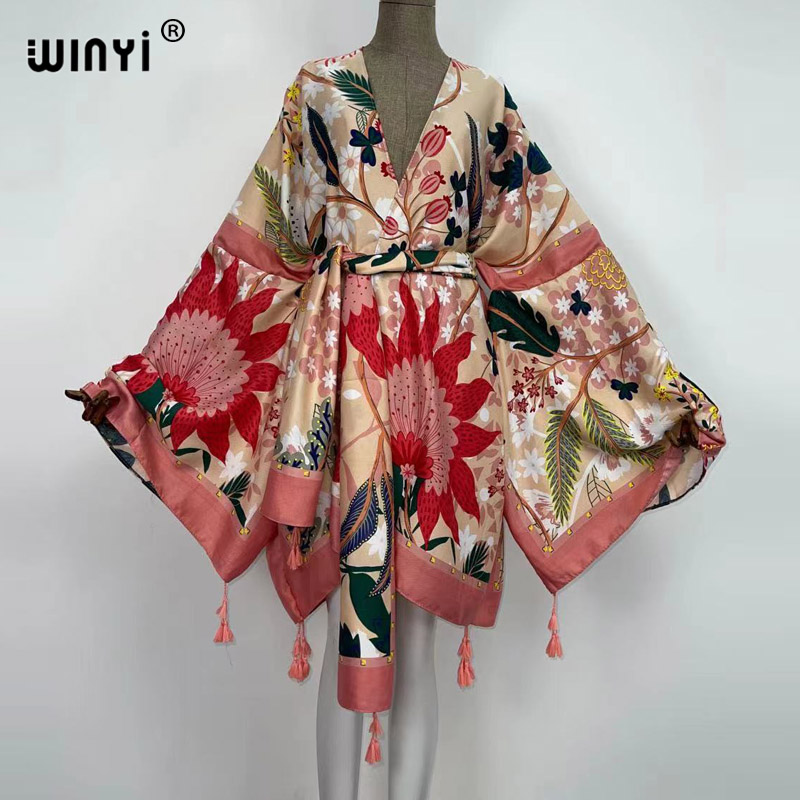 Boho Summer Beach Maxi Dress - فساتين WINYI الخريفية للنساء، كارديجان فضفاض،