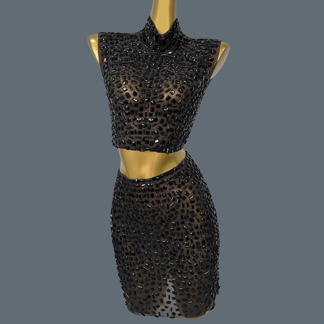 Sparkly Rhinestone Club Party Dress - الصيف سباركلي الأسود حجر الراين فستان