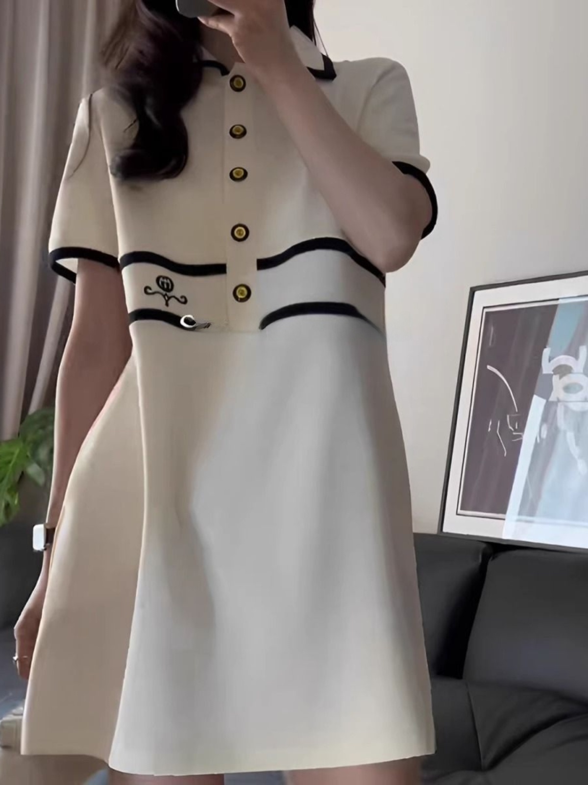 Korean Style A Line Shirt Dress - فستان نسائي صيفي بمقاسات كبيرة، بياقة