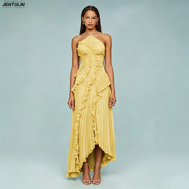 فستان سهرة أنيق باللون الأرجوا - مراجعة Y2K Backless Halter Mini Dress وسعره