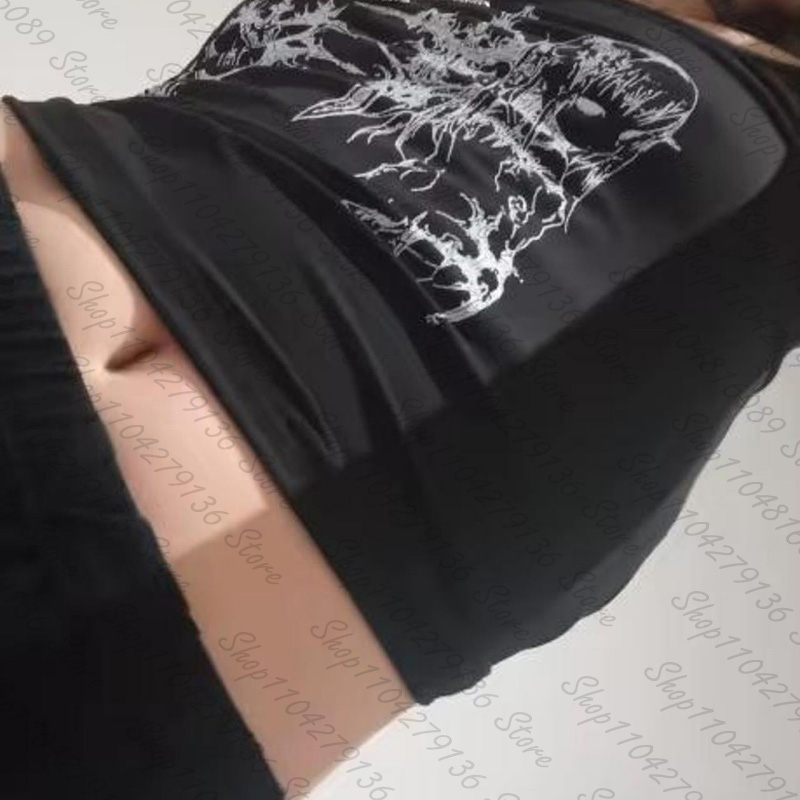 توب كورسيه نسائي قوطي بطباعة ر - مراجعة Y2K Graphic Baby Tee Crop وسعره