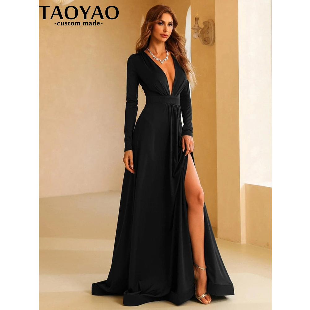 فساتين سهرة للنساء من TaoYao م - مراجعة Elegant Satin Evening Gown Split وسعره