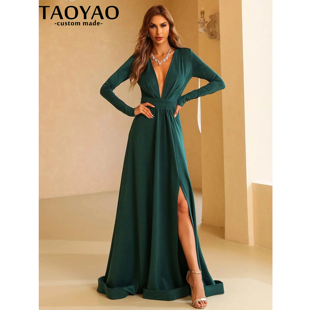 فساتين سهرة للنساء من TaoYao م - مراجعة Elegant Satin Evening Gown Split وسعره