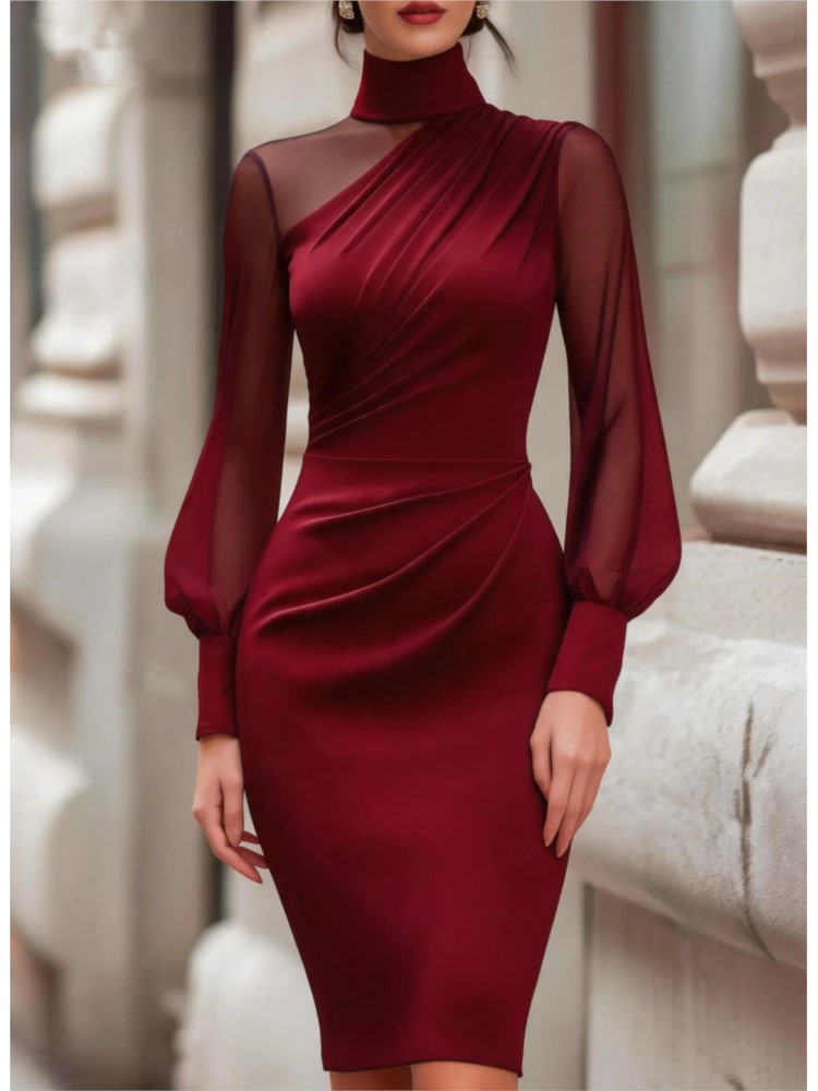 فستان ميدي جديد وعصري بتصميم ش - مراجعة Sexy Mesh Sheer Bodycon Dress وسعره