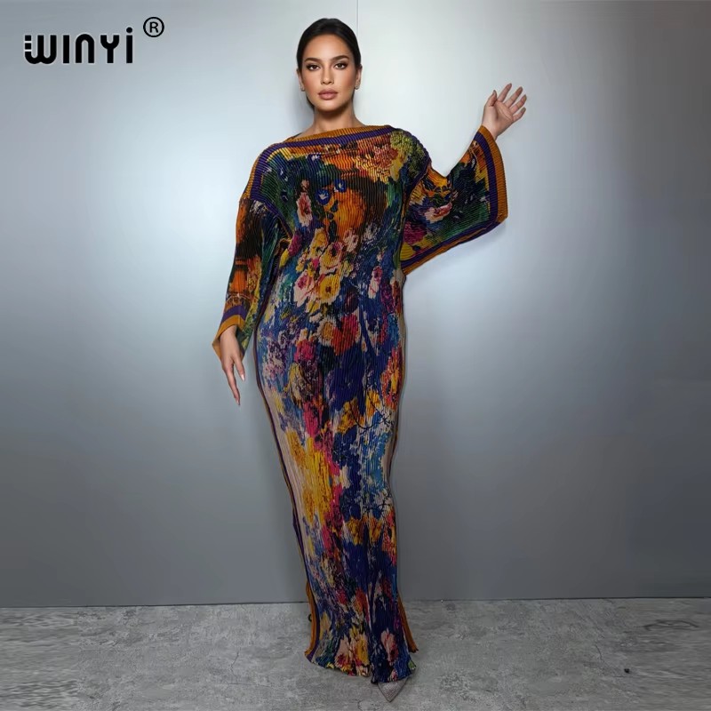 فستان فضفاض مرن صيفي مطوي من W - مراجعة Boho Summer Beach Maxi Dress وسعره