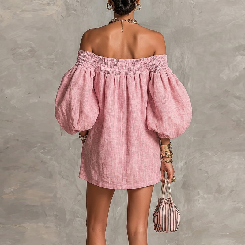 فستان صيفي جديد 2026 بأكتاف مك - مراجعة Off Shoulder Puff Sleeve Sundress وسعره