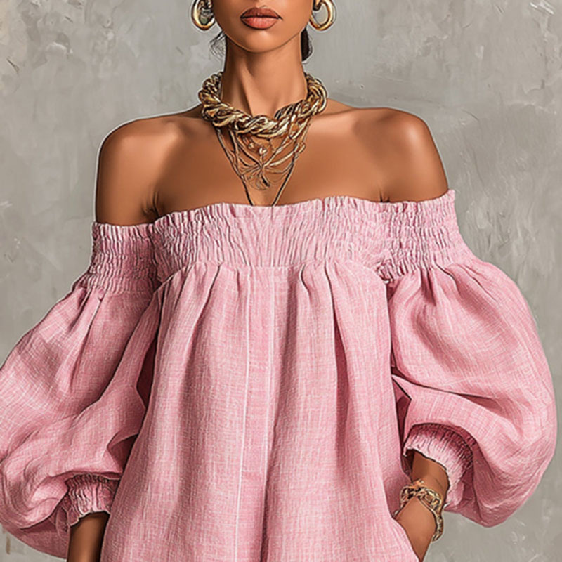 فستان صيفي جديد 2026 بأكتاف مك - مراجعة Off Shoulder Puff Sleeve Sundress وسعره