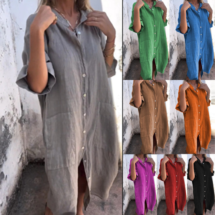 فستان قميص نسائي 2026 بتصميم O - مراجعة Casual Loose Linen Shirt Dress وسعره
