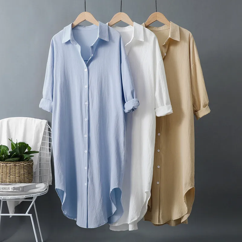 فساتين نسائية طويلة جديدة من ا - مراجعة Casual Loose Linen Shirt Dress وسعره