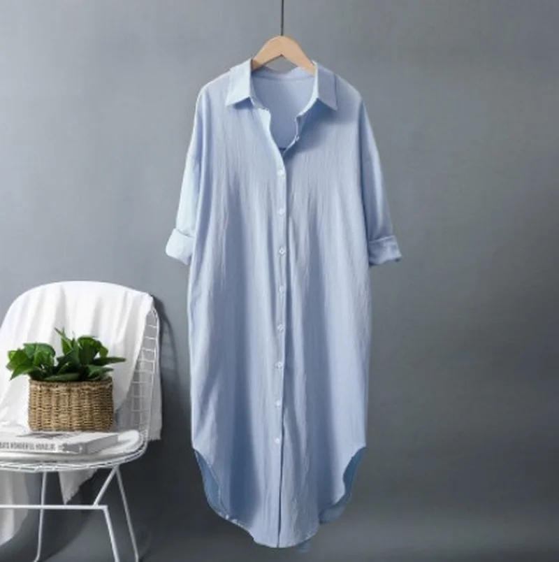 فساتين نسائية طويلة جديدة من ا - مراجعة Casual Loose Linen Shirt Dress وسعره