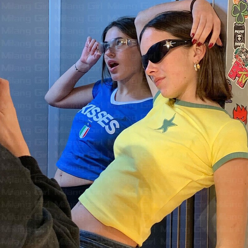 2023 المرأة رسالة القوطية المح - مراجعة Y2K Graphic Baby Tee Crop وسعره