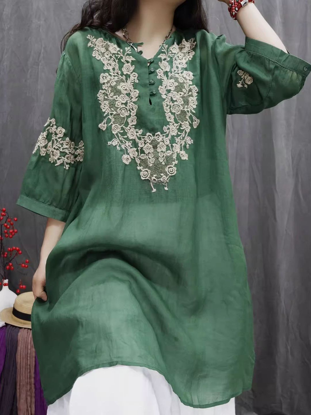 فستان قميص نسائي عصري من القطن - مراجعة Casual Loose Linen Shirt Dress وسعره