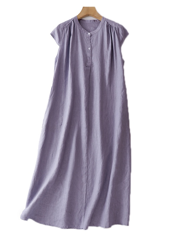 فستان نسائي صيفي طويل بدون أكم - مراجعة Casual Loose Linen Shirt Dress وسعره