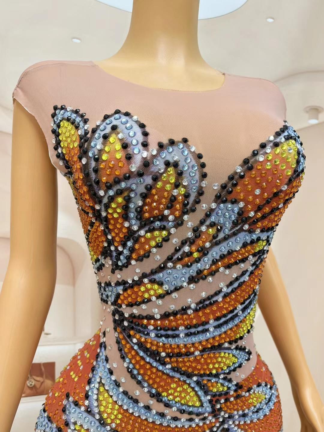فستان ماكسي نسائي بدون أكمام م - مراجعة Sparkly Rhinestone Club Party Dress وسعره