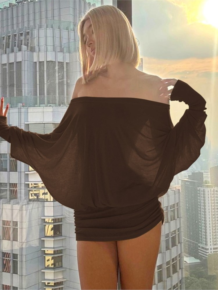 موضة جديدة قبالة الكتف شير فست - مراجعة Sexy Mesh Sheer Bodycon Dress وسعره