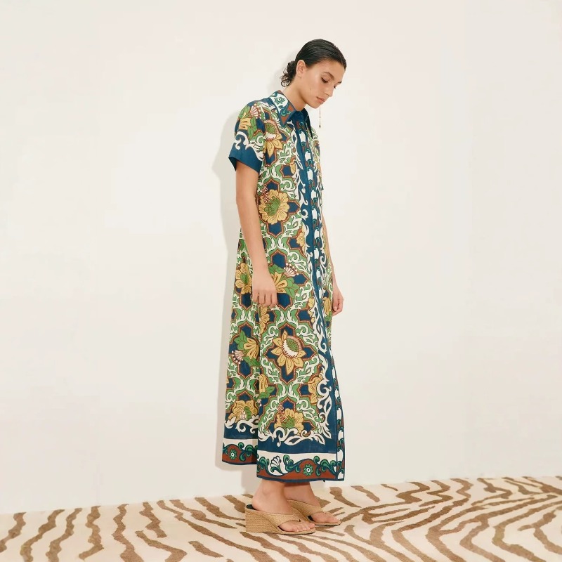 فستان قميص ماكسي نسائي جديد أص - مراجعة Casual Loose Linen Shirt Dress وسعره
