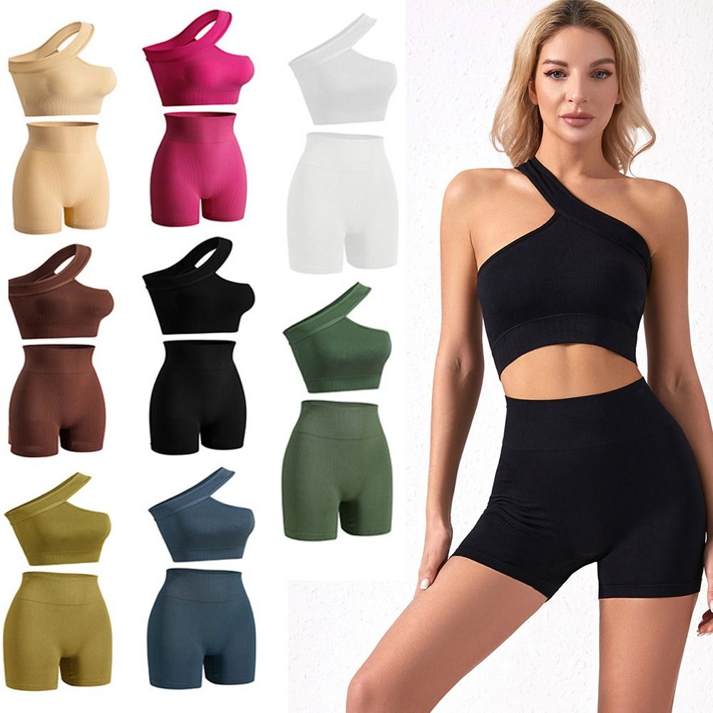 2 قطعة مجموعات تجريب النساء عا - مراجعة Seamless Ribbed Workout Tank Top وسعره