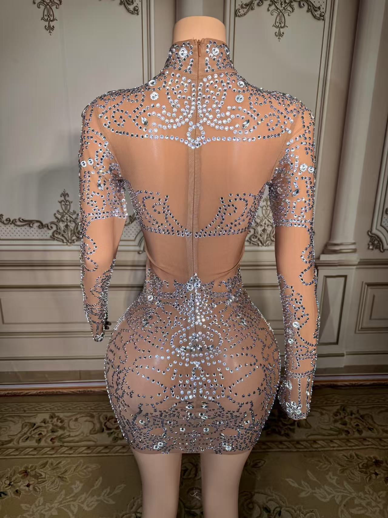ZD سباركلي حجر الراين فستان قص - مراجعة Sparkly Rhinestone Club Party Dress وسعره