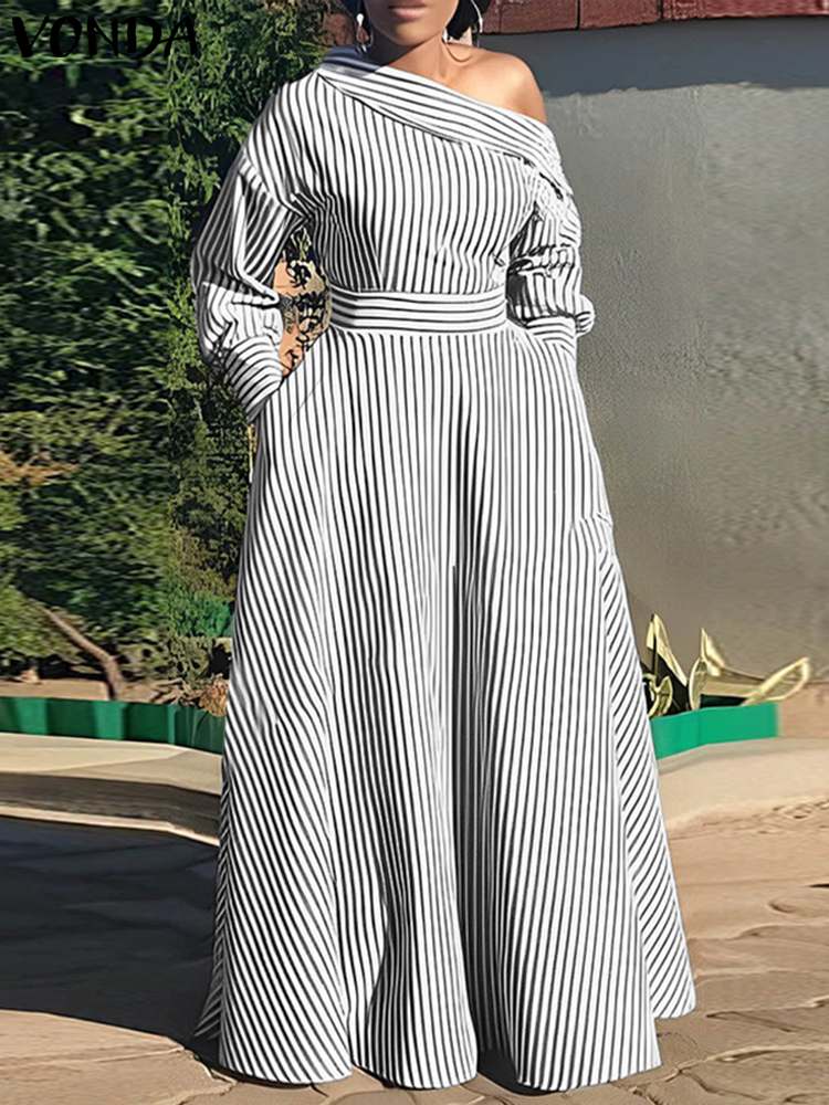فوندا 2024 فستان ماكسي نسائي أ - مراجعة Off Shoulder Puff Sleeve Sundress وسعره