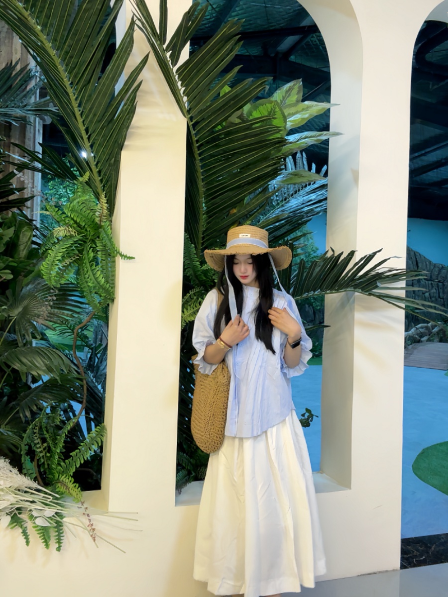 طقم نسائي مقاس كبير: قميص أزرق - مراجعة Korean Style A Line Shirt Dress وسعره