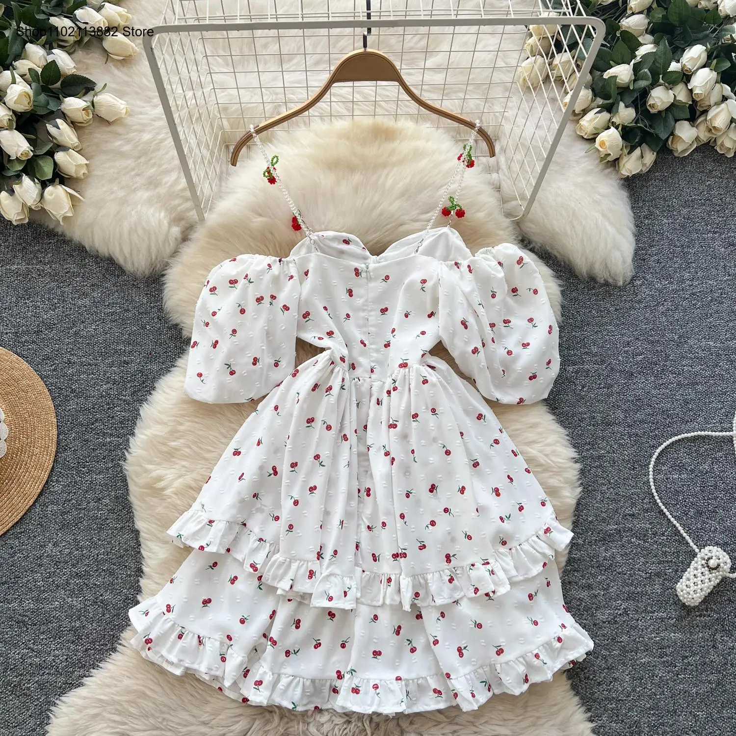 فستان حلو بأكمام منتفخة بدون أ - مراجعة Off Shoulder Puff Sleeve Sundress وسعره