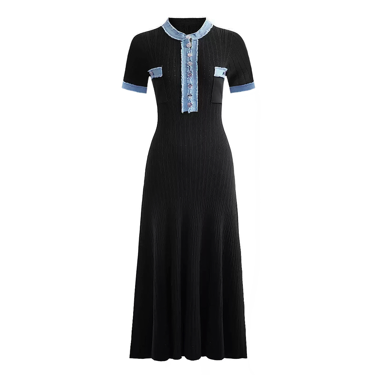 فستان طويل بقصة حورية البحر من - مراجعة Bodycon Long Sleeve Ribbed Dress وسعره