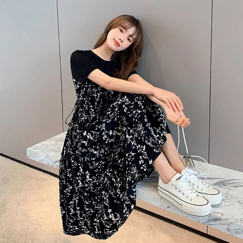 المرأة تي شيرت وهمية قطعتين فس - مراجعة Korean Style A Line Shirt Dress وسعره