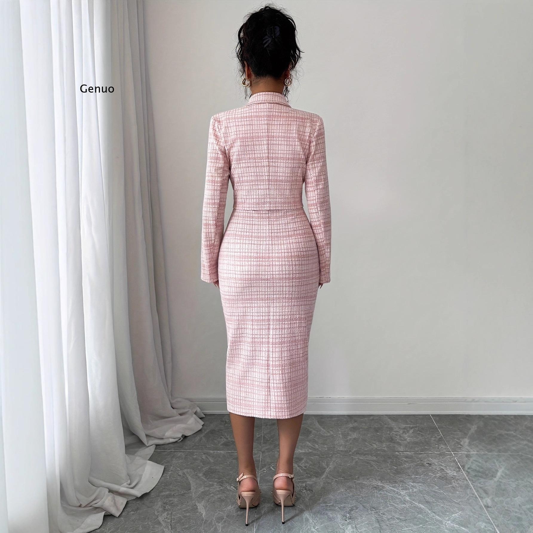طقم نسائي أنيق جديد لعام 2026  - مراجعة Tweed Two Piece Blazer Dress وسعره