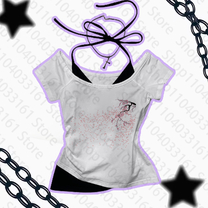 الجمالية القوطية الشرير الطفل  - مراجعة Y2K Graphic Baby Tee Crop وسعره
