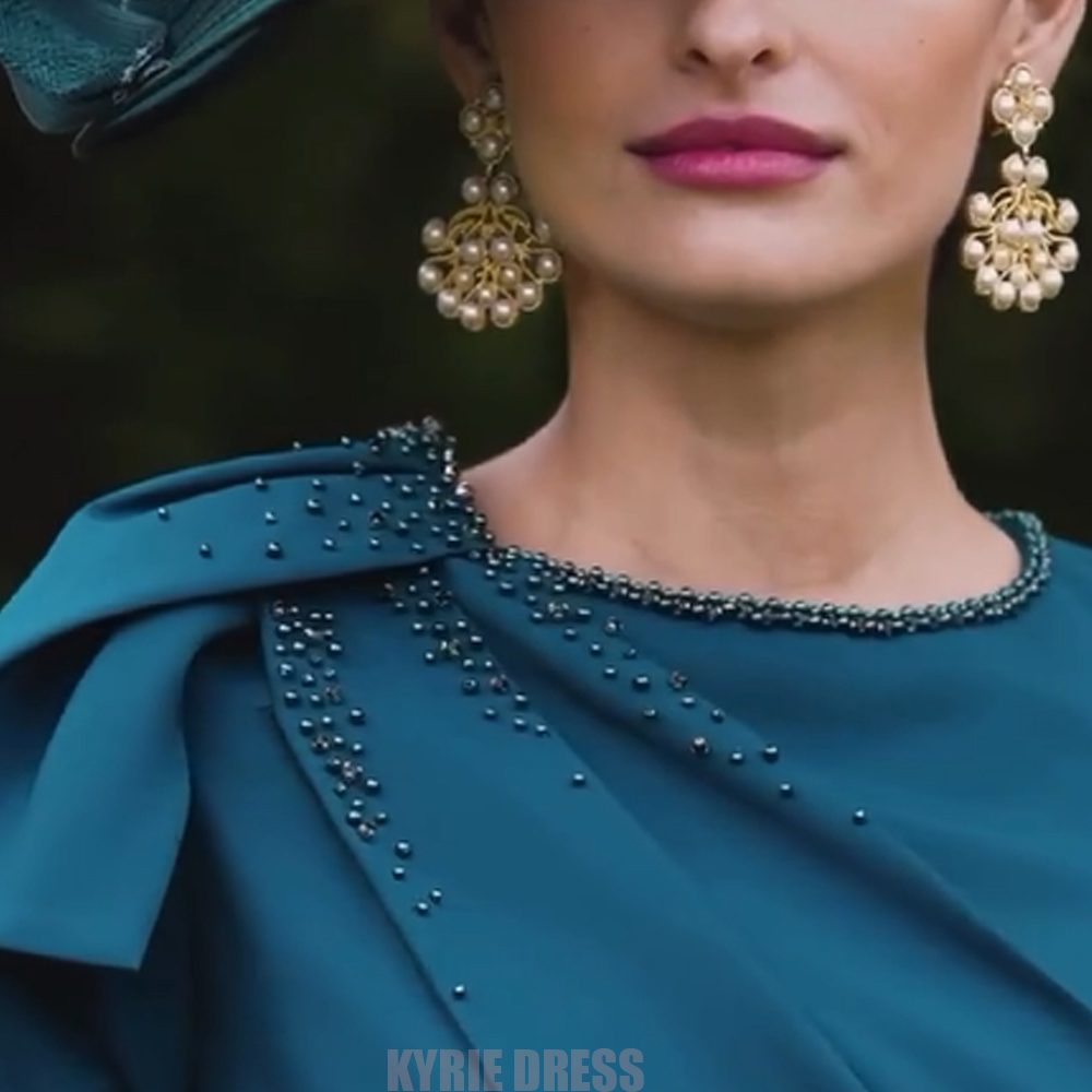 فستان أنيق لأم العروس بأكمام 3 - مراجعة Elegant Satin Evening Gown Split وسعره