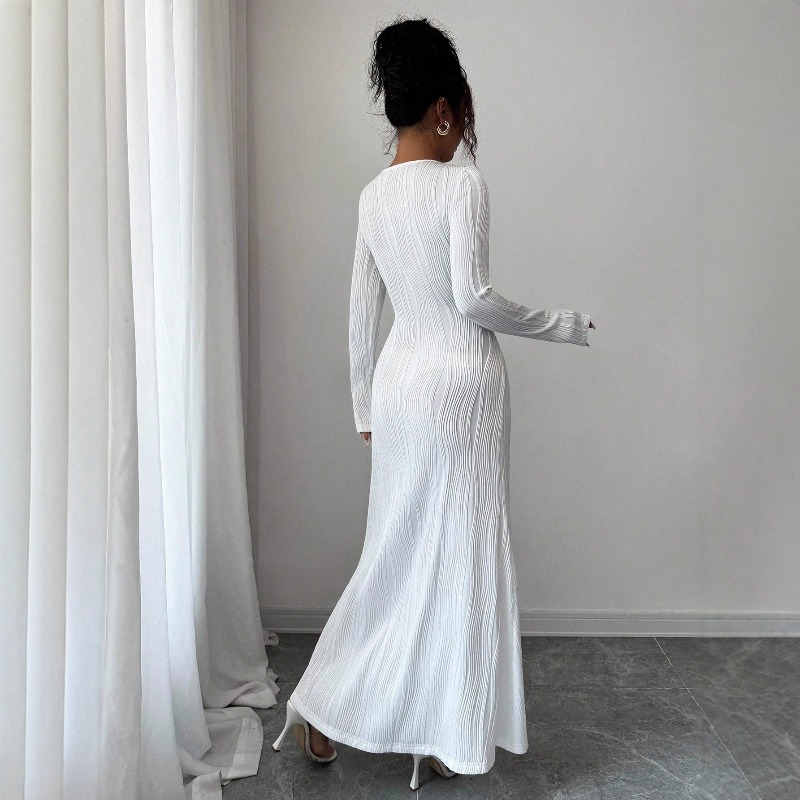 فستان سهرة مضلع للحفلات للنساء - مراجعة Bodycon Long Sleeve Ribbed Dress وسعره