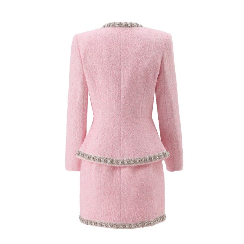 طقم نسائي فاخر من التويد الورد - مراجعة Tweed Two Piece Blazer Dress وسعره