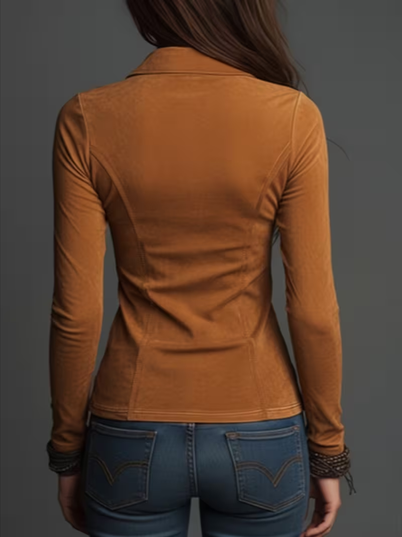 قميص نسائي بقصة ضيقة وياقة، مت - مراجعة Blouses وسعره