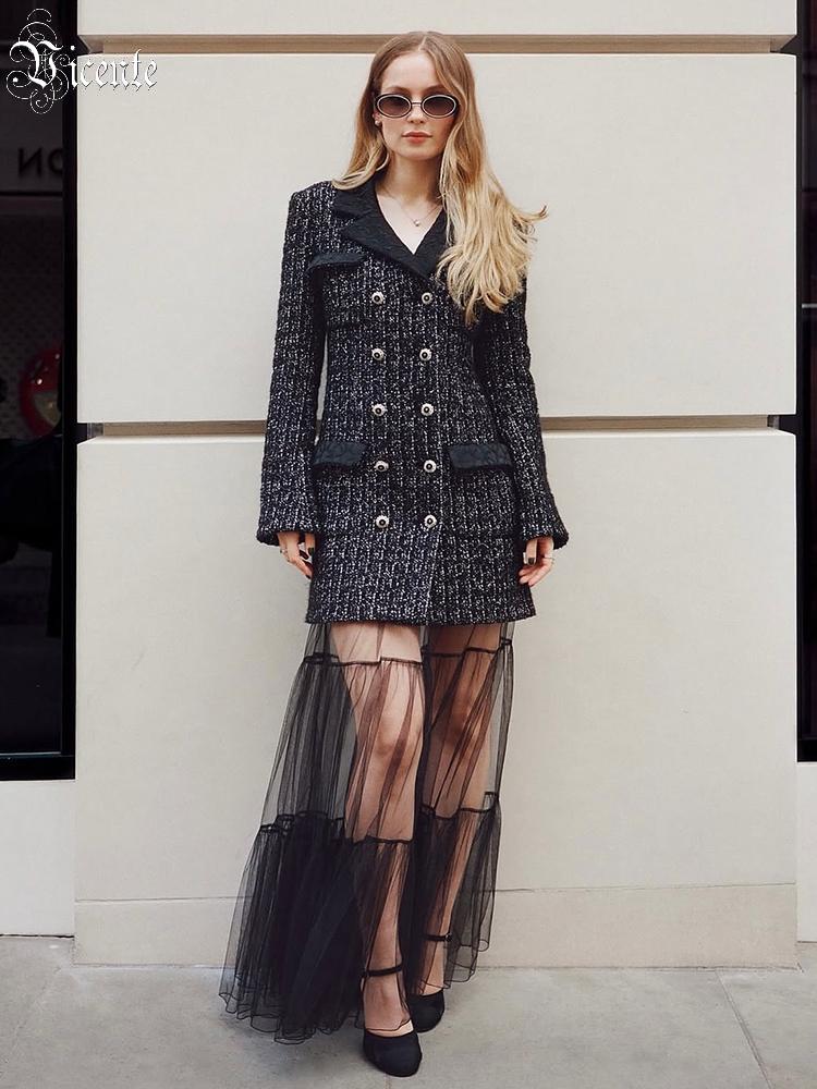 طقم فستان نسائي من التويد من V - مراجعة Tweed Two Piece Blazer Dress وسعره