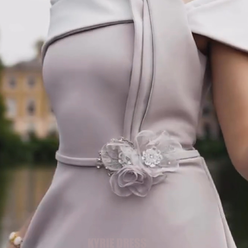 فستان أنيق لأم العروس بأكمام 3 - مراجعة Elegant Satin Evening Gown Split وسعره