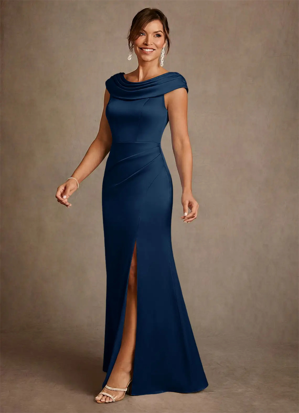 فستان أم العروس، فساتين أنيقة  - مراجعة Elegant Satin Evening Gown Split وسعره