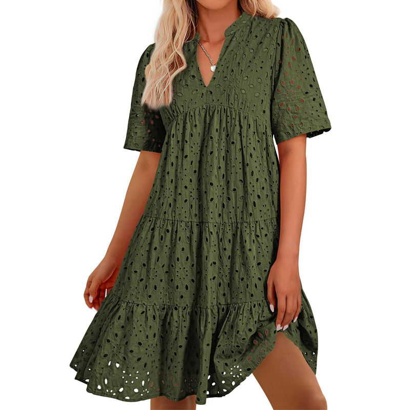 فستان نسائي صيفي بوهيمي بياقة  - مراجعة French Vintage Floral Midi Dress وسعره