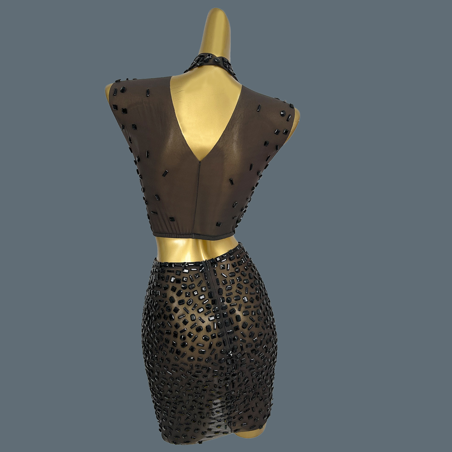 الصيف سباركلي الأسود حجر الراي - مراجعة Sparkly Rhinestone Club Party Dress وسعره