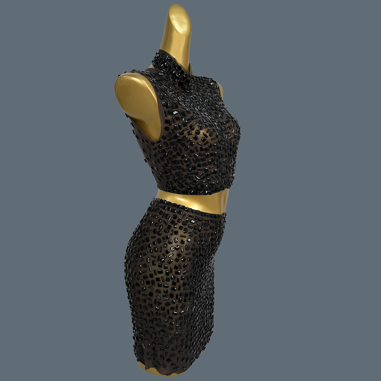 الصيف سباركلي الأسود حجر الراي - مراجعة Sparkly Rhinestone Club Party Dress وسعره