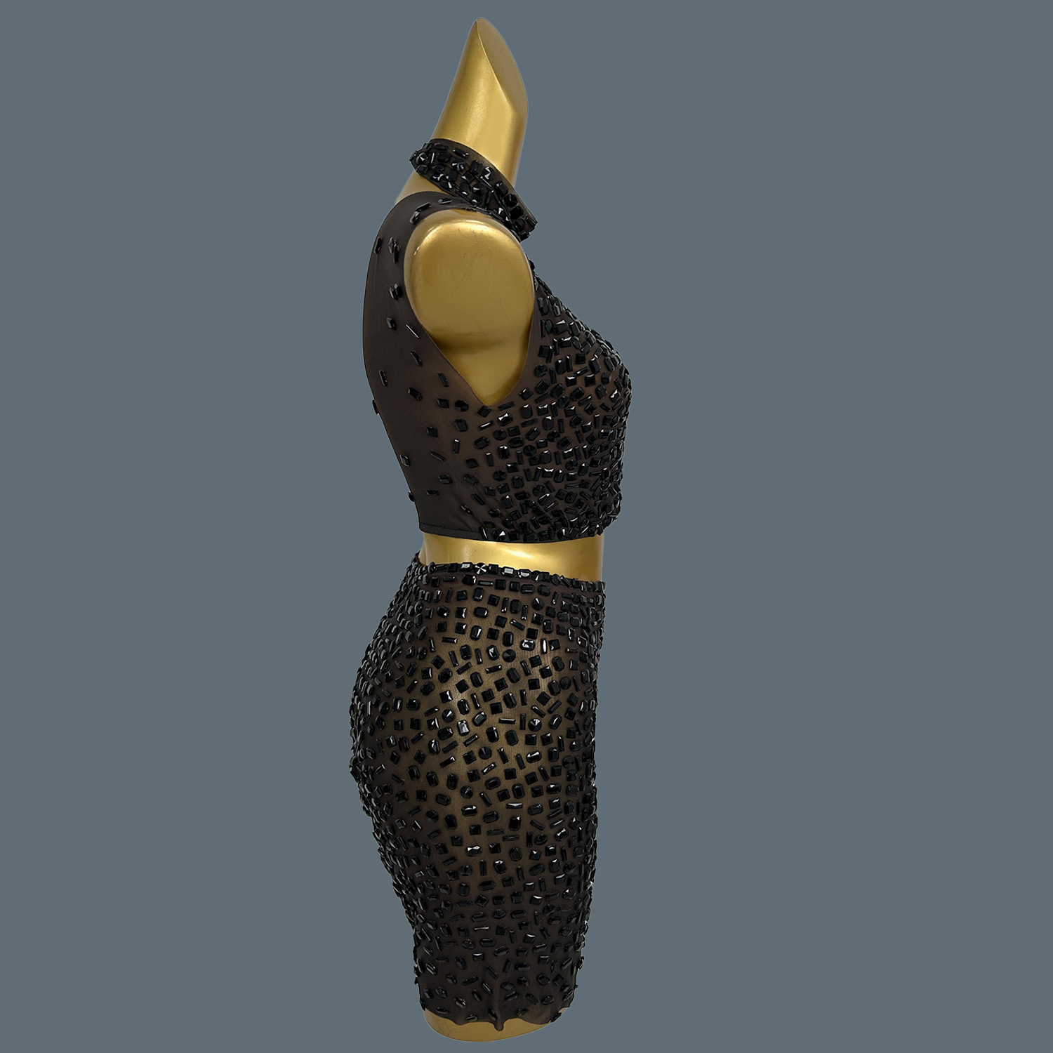 الصيف سباركلي الأسود حجر الراي - مراجعة Sparkly Rhinestone Club Party Dress وسعره
